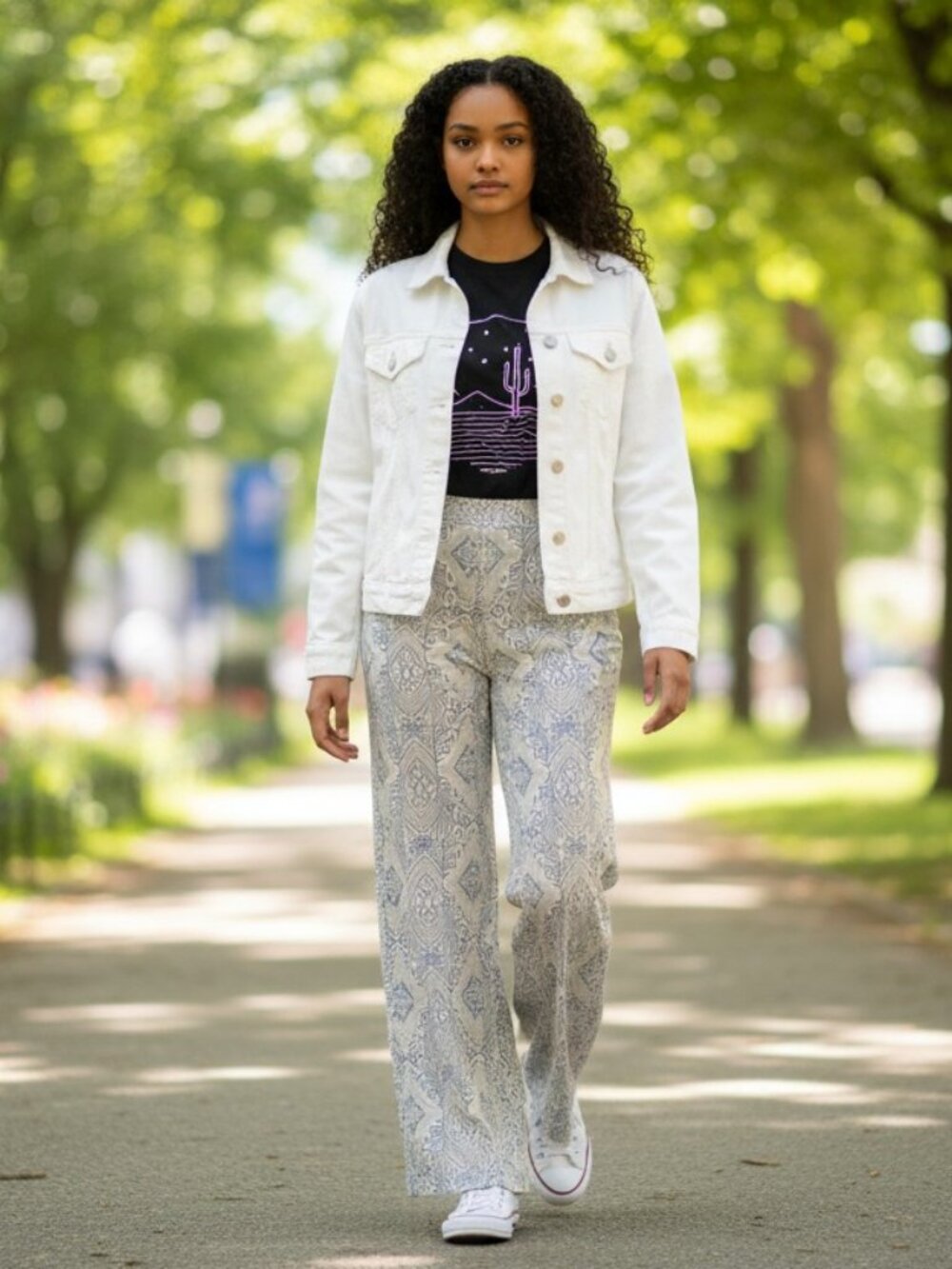 Blue Print Palazzo Pants